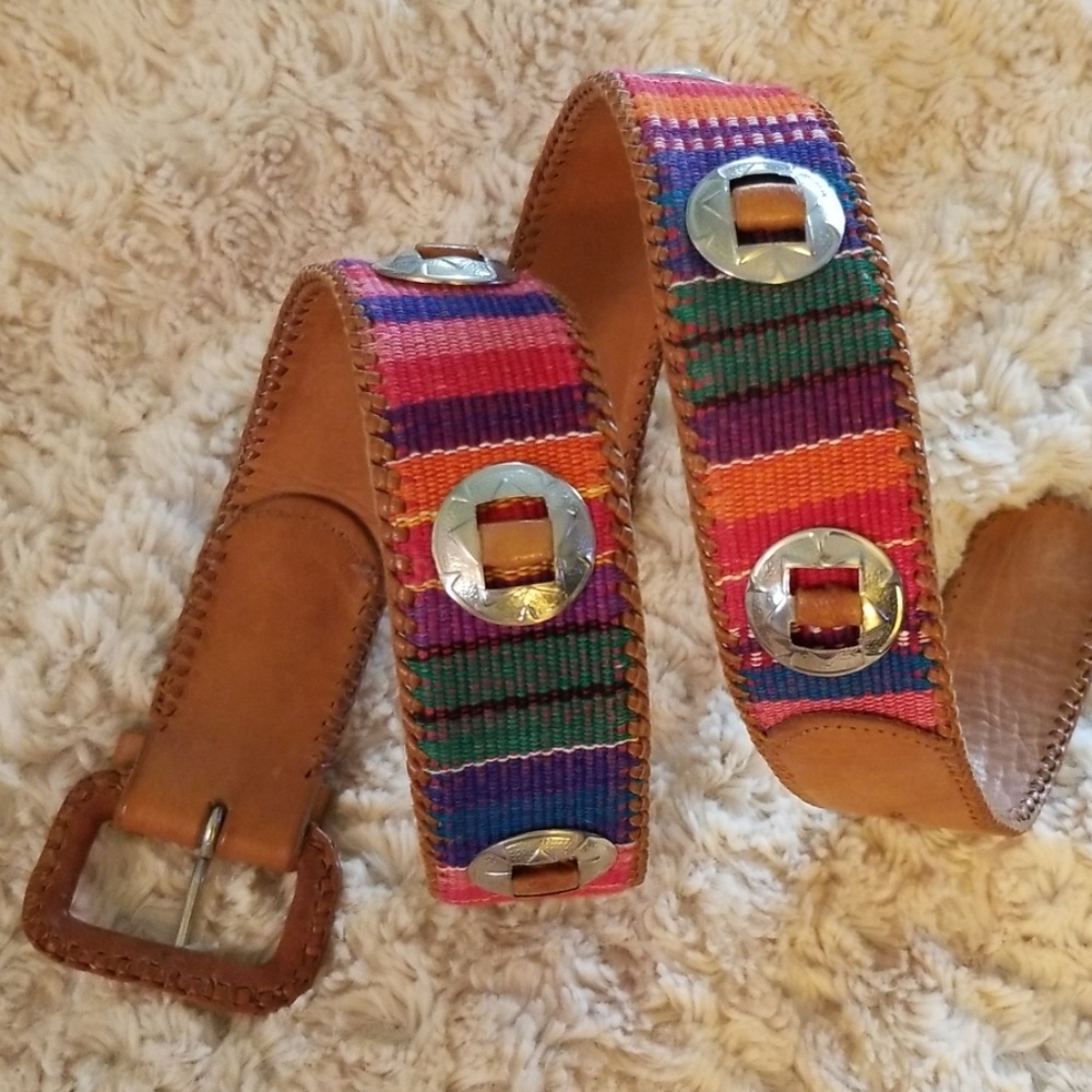 Brown leather rainbow belt - Picture 4 of 7
